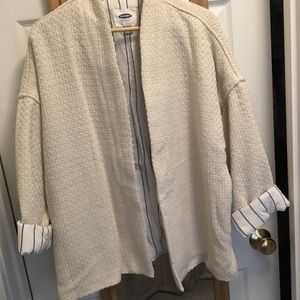 Old Navy open-front stand-collar cream jacket